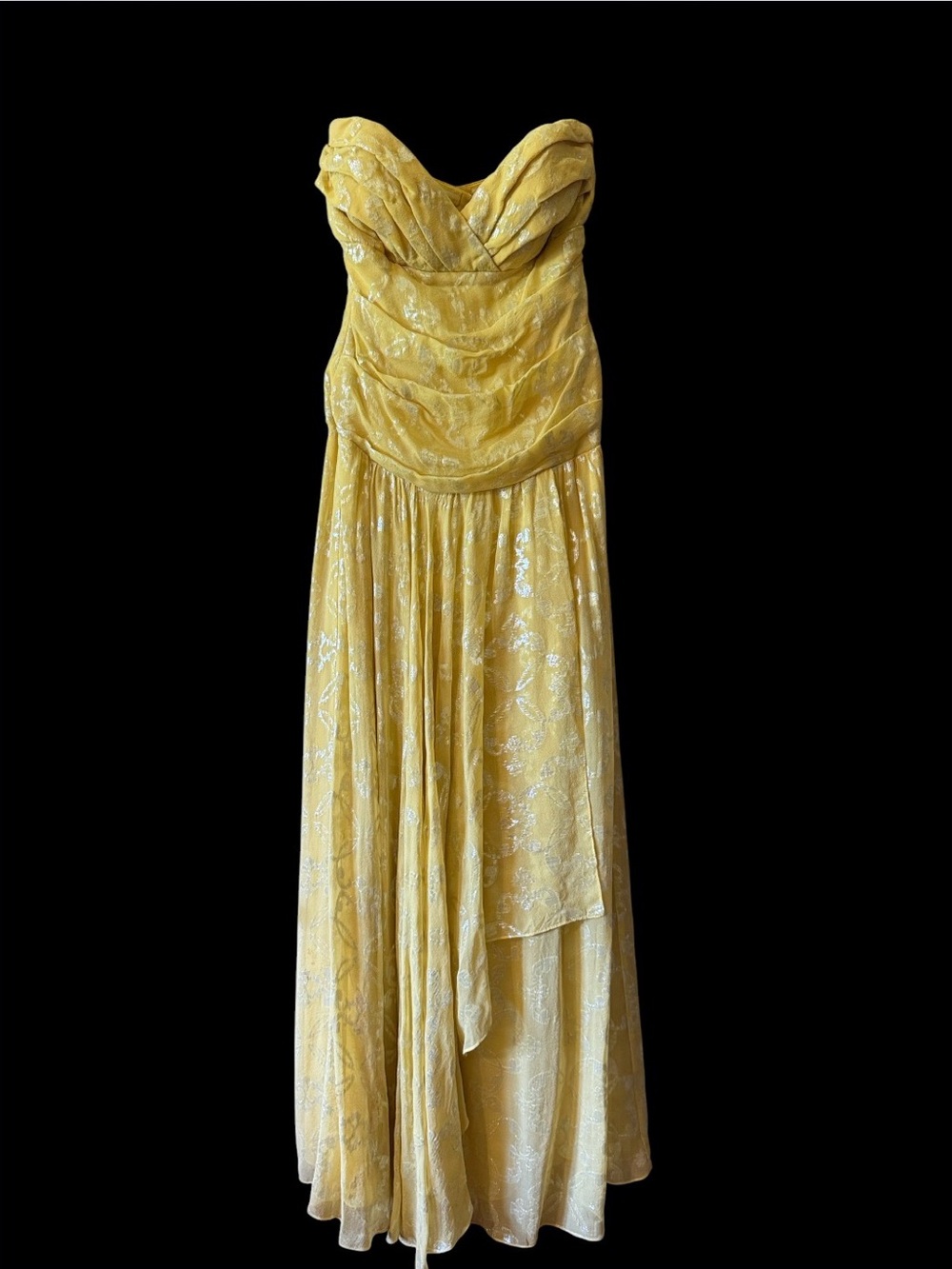 Nicole Miller Yellow & metallic gold gown gorgeous but needs cleaning (OLCC)